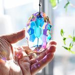 YU FENG AB Coating Hanging Window Crystal Prism Suncatcher Rainbow Maker Glass Hanging Pendant Ornaments for Home Garden Decoration (89mm,3.5inch)