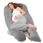 Nuliie Pregnancy Pillow for Sleeping, U Shaped Full Body Pillow Pregnancy Pillows, Maternity Pillow Support for Back, Hips, Legs for Pregnant Women, With Washable Velvet Cover-Grey