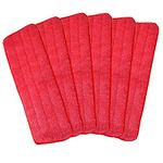 Microfiber Replacement Mop Pad, 18 x 6 Wet & Dry Home & Commercial Cleaning Refills, Reusable Floor Mop Pads, 6 Pack (Red)…