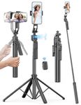 64'' Auto Face Tracking Tripod, 360 Rotation Selfie Stick Phone Tripod with Remote, Handheld Stabilization, Aluminum Quadrapod Phone Mount, for iPhone& Camera, Tiktok, YouTube, Video, Vlog
