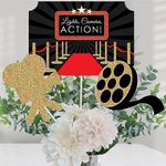 Big Dot of Happiness Red Carpet Hollywood - Movie Night Party Centerpiece Sticks - Table Toppers - Set of 15