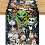 Linen Nightmare Before Christmas Halloween Table Runner Jack Skellington Jack and Sally Decorations and Supplies for Home Kitchen Dining Room Table