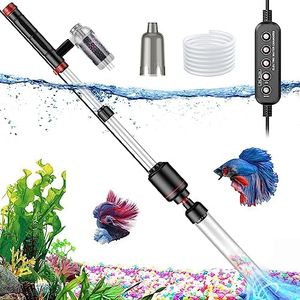 Suness Fish Tank Vacuum Gravel Cleaner: 24W Electric Aquarium Vacuum Gravel Cleaner with Strong Suction for Automatic Change Water Remove Dirt Wash Sand Water Circulation and Water Shower, Timed Off