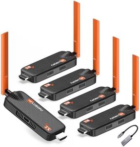 Wireless HDMI Transmitter and 4 Receivers, Support Up to 6 Receivers, 5.8G WELUSOPU HDMI Wireless Extender Casting Content for PC Laptop Camera Cable Box to Multiple TVs Monitors Projectors -165FT