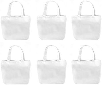 Pertion 6 Pack Small Canvas Tote Bags, 9x8x4inch Reusable Cotton Shopping Bags Bulk DIY Mini Tote Bag Gift Bags, White, Small