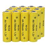 12 Packs AA Garden Ni-cd Batteries 1.2V AA 700mAh Ni-Cd Rechargable Battery for Solar Lights,Lawn Landscape Lighting