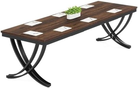 Tribesigns 6.5FT Conference Table for 6-8 People, 78 inch Long Rectangular Seminar Table with Strong Metal Frame, Business Furniture Boardroom Desk for Office Meeting Conference Room (1PCS, Brown)
