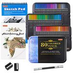 Shuttle Art 80 Colored Pencils, Soft Core Coloring Pencils with Coloring Book, Sketch Pad and Sharpener, Premium Color Pencils for Adult Coloring, Sketching and Drawing, Art Supplies for Kids & Adults