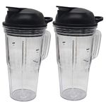 2pcs Juicer personal jar 24oz handle cup with to go lid,Compatible with NutriBullet Blender Combo ZNBF30400Z/Nutribullet Select 2.0 1000-Watt Personal Blender (4, 2pcs 24oz handle cup+2pcs lid)