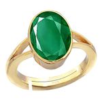 PTM Natural Emerald/Panna 7.25 Ratti or 6.5 Carat Astrological Certified Gemstone Panchdhatu/5 Metals Gold Plated Adjustable Ring for Men - nfba3725