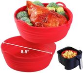 8.5" Silicone Air Fryer Liners for 4 to 8QT - Air Fryer Silicone Liner Designed with Curve Lines for Better Air Circulation & Food Taste - Reusable Non-Stick Foldable Basket with Handles (2 Pack)