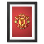 TenorArts Manchester United 3D Textured Logo Posters Framed Laminated Posters with Matt Finish Frames (12 inches x 9inches) (Manchester United)