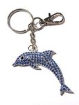 FizzyButton Gifts Dolphin Keyring Key Ring with Rhinestone Charm and Lobster Clasp