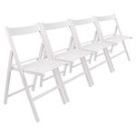 Harbour Housewares Beech Wood Folding Chairs - White - Pack of 4