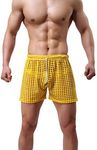 Linemoon Men's Mesh Shorts Sexy Lounge Hollow Boxer Underwear, Yellow, XX-Large