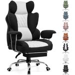 GTPLAYER Gaming Chair, Executive Office Desk Ergonomic Computer Chair with Footrest Heavy Duty High Back Lumbar Support Home Recliner Swivel Chairs (Black-Grey)