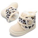 JOINFREE Baby Girls Fashion Booties Winter House Shoes Lightweight Baby Boys Slippers Home Shoes Leopard 4-4.5 Infant