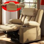Cfvyne Triple Motor Large-Wide Power Lift Recliner Chair for Big and Tall Elderly, 180° Lay Flat Lift Chair Recliner, Infinite Position, Power Headrest, Heat & Massage (Plush Flannel, Beige)