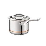 All-Clad 6202 SS Copper Core 5-Ply Bonded Dishwasher Safe Saucepan/Cookware, 2-Quart, Silver,8700800027