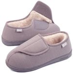 LongBay Women's Furry Memory Foam Diabetic Slippers Comfy Cozy Arthritis Edema House Shoes Grey 6 UK