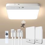 NARUNDREN Motion Sensor Rechargeable Ceiling Light with Remote - Wireless Battery Powered Rechargeable Sensor Light,400LM & 3 Colors Motion Activated Ceiling Lamp for Closet,Garage,Stair, Shower-2Pack