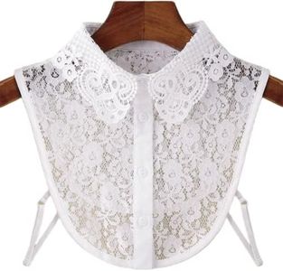 CHUANGOU Mezza Camicetta da Donna，Camicetta a Mezza Camicia Staccabile，con Colletto Finto Collo Alto a Maniche Corte con Collo Alto a Fiori, Colletto Staccabile.（Bianco）