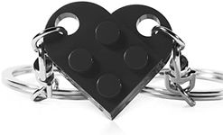 Matching Couple Heart Keychain for Boyfriend Girlfriend Valentine's Day Gifts Stuff Him Friends Set Compatible with Lego Gift, Black