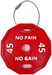 No Pain No Gain Bodybuilding Red Gym Bag or Backpack Charm - Perfect for Weightlifters - Made in The USA! (Red) (No Pain No Gain)