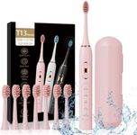 MiTdir® Electric Toothbrush USB rechargeable electric toothbrush with 8 brush heads and travel case, 5 modes, sonic electric toothbrush for adults (Pink)