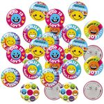 Fun Express Smile Jesus Loves You Mini Button Assortment - Ideal for Gifts, Events, and Christian Celebrations - 48 Pieces