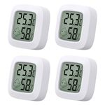 4 Pack Room Thermometer, Indoor Thermometer Hygrometer Digital Humidity Gauge with Temperature Humidity Monitor for House, Office, Greenhouse, Home, Garden