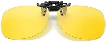 Polarized Clip-On Sunglasses, UV400 Sunglasses Polarized Lenses Clip, Anti-Glare Flip-Up Function Style, Fit over Prescription Glasses, Men Women, Driving, Fishing, Outdoor, Yellow, 1