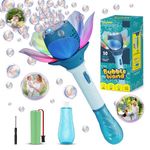 Bombble Electric Bubble Wand for Kids Lotus Bubble Machine for Children,10000+ Bubbles, with Bubble Solution/Rechargeable Battery/Led Automatic Bubble Blowing Machine Toy for Outdoor/Party/Wedding