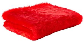 Plain Fun Faux Fur Fabric Material Bright RED, 1Mtr - 150cmx100cm