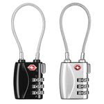 TSA Approved Luggage Locks, 2 Pack, Cable Travel Lock for Gym, School, Suitcases, Baggage - Small & Lightweight