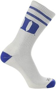 TCK Duke Blue Devils Socks Vintage Soft Cotton Sock with Stripes – NCAA Licensed | Blue & White Duke University | College Fan Gameday Apparel for Men & Women | Men's & Women's (Large)