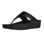 Fitflop Women's Lulu Leather Flip Flops, Toe-Post Sandals, Comfortable with Natural Arch Support - Black - 6 UK