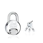 Link Hi-Tech 65mm Round Lock | Stainless Steel Body | Hardened Shackle | 1 Padlock | 3 Iron Keys with Hi-Tech Nickle | 15 Year Warranty | Get 1 Key Holder Free