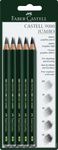 Faber-Castell 5 Piece Quality Castell 9000 Jumbo Graphite Pencils Blister Card Set, Including HB, 2B, 4B, 6B and 8B