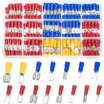 Vwoqiy 280 Pcs Electrical Connectors Assorted, Insulated Crimps Terminals Connectors Kit, Spade Bullet Butt Fork Ring Wire Connectors, Male/Female Insulated Terminals (three-colour 280)