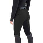 Chesoon Womens Horse Riding Pants Stitching High Waisted Pants Equestrian Tights Horseback Patchwork Trouser Black