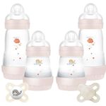 MAM Feed and Soothe Set, Anti-Colic Newborn Bottle Set Complete with Baby Soothers, Suitable from 0+ Months, Ideal Baby Gift Set For New Parents, Pink (Designs May Vary)