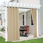 RYB HOME 2 Panels Outdoor Curtains for Patio - Waterproof Blackout Curtains & Drapes Windproof UV Protection for Porch Gazebo Pergola Living Room, 52 inches Wide by 84 inches Long, Biscotti Beige