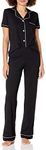 Cosabella Women's Bella Short Sleeve Top & Pants Pajama Set, Black/Ivory, X-Large