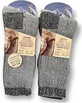 ZRWASKA 2 Pairs Men's Merino Wool Warm Thermal Socks Winter Outdoor Walking & Hiking Gray Charcoal Socks Size UK 6-11 (2 Pairs Gray)