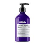 L'Oréal Professionnel Keratin Alpha Sleek Sulphate-Free Shampoo for Smoothing & Frizz Control, Hydration, Softness & Shine, Suitable for Coloured, Frizzy Hair, 500ml
