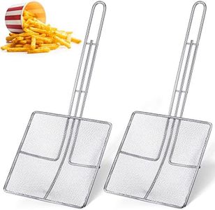 Mumufy 2 Pcs Square Fryer Skimmer Oil Skimmer for Deep Fryer Fine Mesh Skimmer Stainless Steel Frying Scoop Spider Strainer with Long Handle for Kitchen Swimming Pools Fried Food (6.7 x 6.7 Inch)