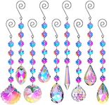 HDCRYSTALGIFTS 9 Pack Iridescent Sun Catchers with Crystals,Rainbow Maker Crystal Suncatchers for Window Hanging Colored Glass Wind Chimes Prism Pendant Suncatcher Beads for Decoration