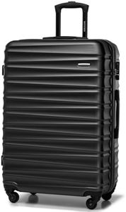 WITTCHEN Valise Grande Taille Valise de Voyage Valise à roulettes Coque Rigide en ABS avec 4 roulettes Spinner Serrure à Combinaison Poignée télescopique Groove Line Taille XL Noir