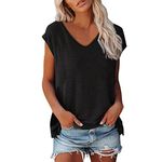 Tunic Tops for Women UK Women's Vests Summer Ladies Tank Tops for Women Flowy Classic Chiffon Sleeveless Elegant Tank Blouses Loose Fit Work Blouses Shirts Scrub Tops for Women UK T-Shirts